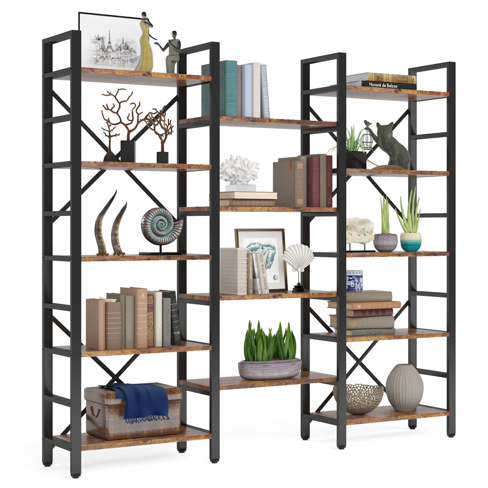 Triple Wide 5-Shelf Bookcase